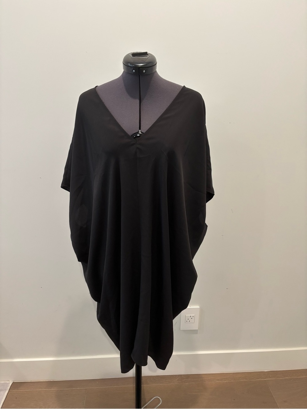 Hatch Maternity Black Asymmetrical V-Neck Draped Dress